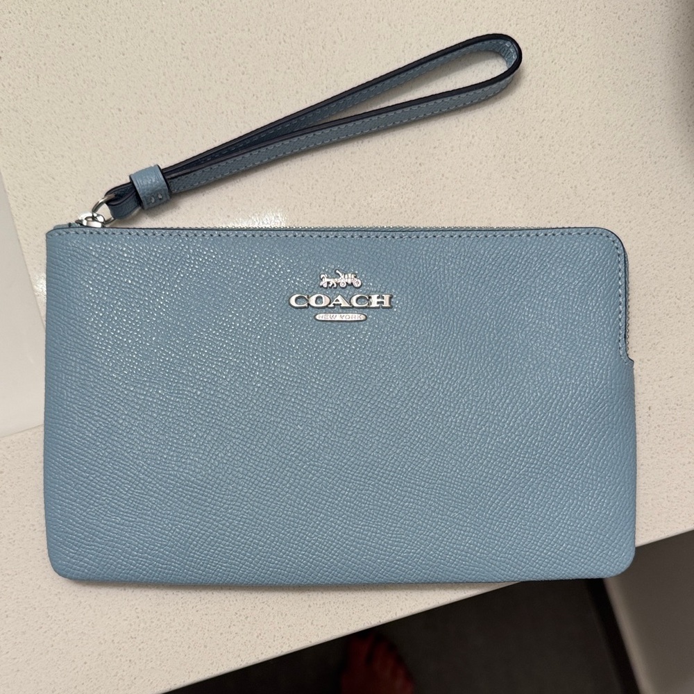Coach Light Blue Leather Wristlet